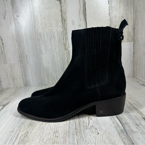 Sam Edelman Bronson Low Stack Heel Bootie in Black Suede #1036 - Picture 1 of 12